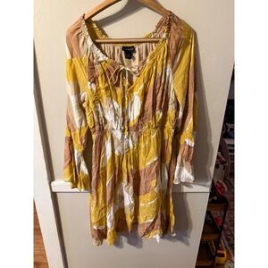 Lane Bryant Bohemian Abstract Print Off Shoulder Long Sleeve Dress Size‎ 14